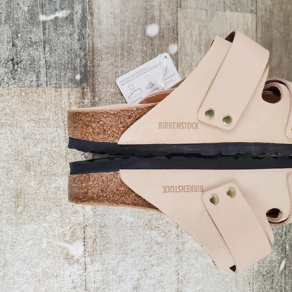 Birkenstock Uji Unisex Slides Sandals Womens 5 New Beige Nubuck Leather NWOB